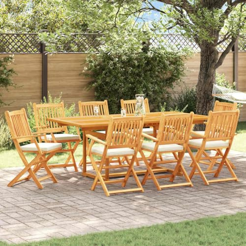 Frdhee Outdoor Stuhl Terrassenmöbel,Klappstuhl 8 pcs Weiß 49 x 57,5 x 92 cm Massivholz Akazie für Garten, Rasenfläche, Hinterhof