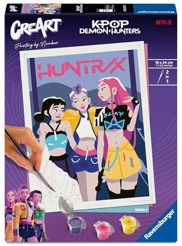 Ravensburger CreArt KPop Demon Hunters HUNTR/X - Malen nach Zahlen | DIY Malset mit Pinsel und Acrylfarben, 18 x 24 cm, Geschenk für Frauen und Männer
