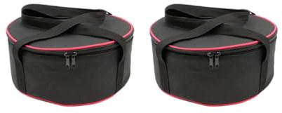 Moedweuo 2Pcs Portable Camping Kitchen Storage Bag Featuring Stackable Plate Organizer and Outdoor Dish Carrier, Robust Black Oxford Cloth Tableware Case for Plates Bowls