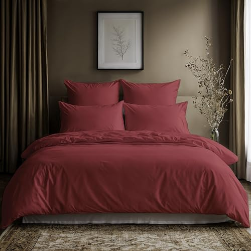 Lavea® 1 Bettbezug 200x220 cm - Terracotta | 100% Baumwolle, Atmungsaktive, Reißverschluss, hautfreundlich, pflegeleicht, OEKO-TEX STANDARD 100 zertifiziert