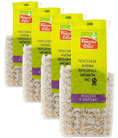 La Finestra Sul Cielo Fiocchi di Avena Integrale Mignon Bio, 500g (Confezione da 4)