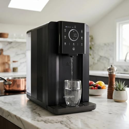 Hurom Wasserreiniger | All-in-One (Kalt-, Warm- & Heißwasser) | 3-Stufen-Filtersystem (RO/PAC/CF) | 8,5L Großtank | 1°C präzise Temperaturkontrolle | Restwasser-Entleerungssystem | Kindersicherung |
