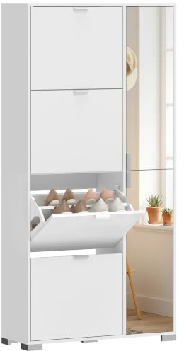 HOMCOM Zapatero Estrecho 16 Pares 82x30x168 cm Blanco