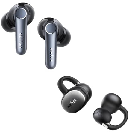 EarFun Pro 4 Adaptive Noise Cancelling Earbuds Air, aptX Lossless Earbuds Wireless Clip 2 Open Ear Headphones, Clip On Earbuds