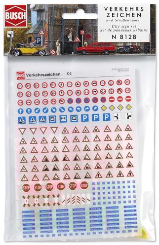 Busch Ambiente - Bue 8128 - Model Railway - Strada Signage - Scala N/TT