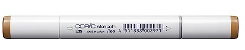 COPIC Sketch Marker Typ E - 35, Chamois, professioneller Pinselmarker, mit einer Super-Brush-Spitze und einer Medium-Broad-Spitze