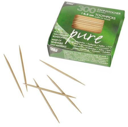 Papstar 1 Karton = 30x300 Zahnstocher, Holz rund 6,5 cm 12739