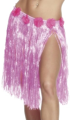 Smiffys Hawaiian Hula Skirt with Flowers, with Velcro, Mul Fastening & Adjustable Waist Band, 75cm/29in, Hawaiian Luau Fancy Dress, Hawaiian Dress Up Accessories