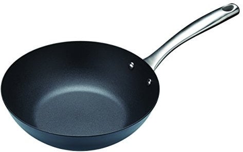 MasterClass Carbon Steel Induction-Safe Wok with PTFE, PFOA and BPA Free Non Stick, 24.5 cm, Black