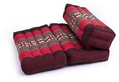 GABUR Meditationskissen, faltbar, 100% Kapok, rote Elefanten, 64,8 x 49,5 cm