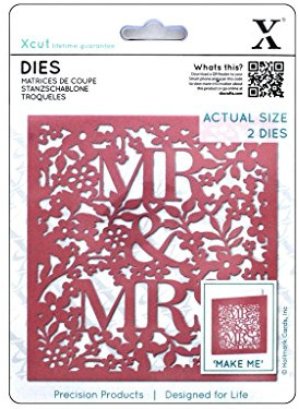 Xcut Dies Mr & Mrs, 2 Pieces, Carbon Steel, Art & Craft, Carbon Cutting Tool Supplies, For Beautiful Decoration, Card Making, Gift Tag, Wrapping, Scrapbooking, Invitation Making, Crafters Companion