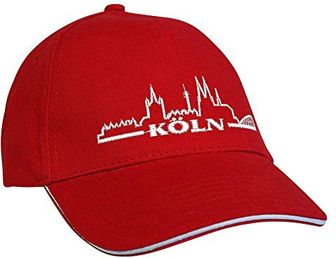 Fan-O-Menal Textilien Baseballcap mit Einstickung Köln Skyline 68101 versch. Farben Farbe rot