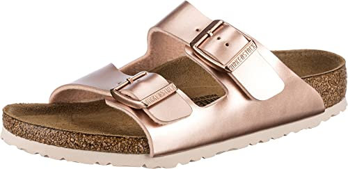 Birkenstock Arizona Kids, Birko Flor FLIP Flops, Braun (Electric Metallic Copper Electric Metallic Copper), 34 EU
