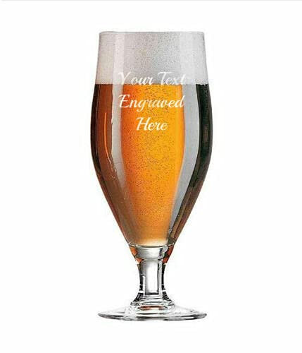 County Engraving Personalised 1 Pint Chalice Beer Lager Glass Engraved with Any Message - Enter Your Own Custom Text