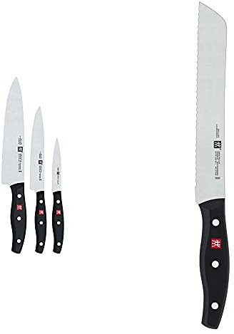 Zwilling 30763-000 Twin Pollux Messerset, Kunststoff-Schalen, 420 x 135 mm, 4-teilig, schwarz & 30726-201-0 Twin Pollux Brotmesser