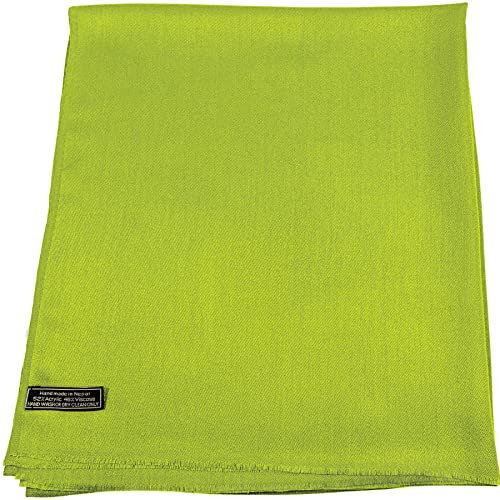 CJ Apparel Verde Lime Solido Colore Disegno Nepalese Fringe Scialle Sciarpa Pashmina ha Rubato Secondi NUOVO