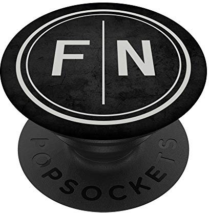 Klassischer Buchstaben FN Initialen Monogramm FN auf Schwarz - PopSockets Ausziehbarer Sockel und Griff für Smartphones und Tablets