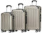 BEIBYE Hartschalen-Koffer Trolley Rollkoffer Reisekoffer Handgepäck 4 Rollen (M-L-XL-Set) (Champagner, Set)