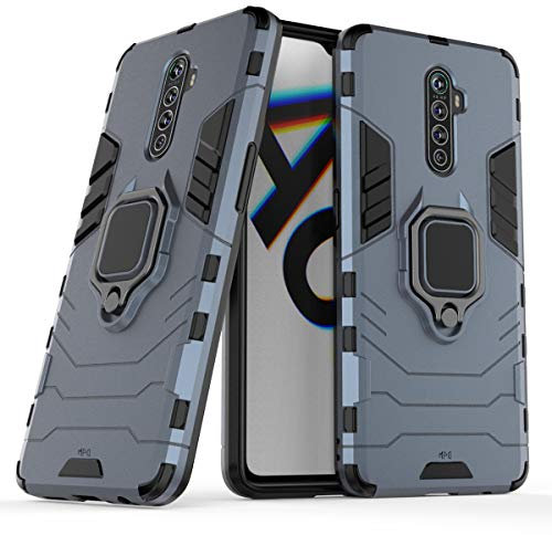 Max Power Digital Funda para móvil Realme X2 Pro con Soporte Anillo Metálico - Carcasa Híbrida Antigolpes Resistente (Realme X2 Pro, Azul Marino)