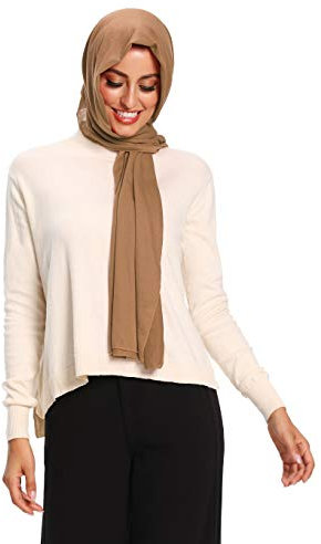 Jersey-Hijab-Schals für Damen, Kopftuch, muslimische Kopftuch, CAMEL, Large