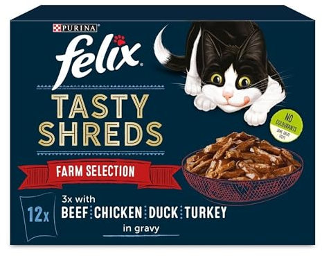 FELIX Tasty Shreds Farm Selection in Gravy Wet Cat Food 12x80g