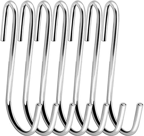 Swatowot 12 Pack Heavy Duty 10 cm S Hooks S Shaped Hanging Hooks Large Hangers for Kitchen, Bathroom, Bedroom and Office (12 Pack, X-Large, Silver)