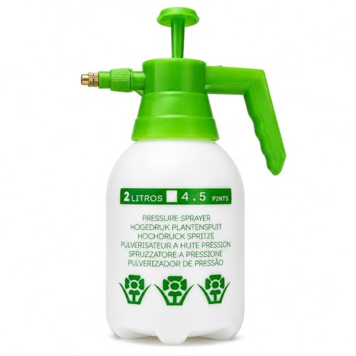 Pulverizador Spray a Presión 2 litros para Jardín | Botella Spray Manual con Gatillo con Bloqueo, Boquilla Regulable | Para Plantas, Riego, Limpieza, Césped y Exterior