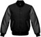 Lishow fashion Varsity Baseball Letterman Bomber Schule Collage Schwarz Wolle & Echtes Schwarz Leder Ärmel Jacke, Schwarz, L