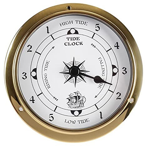 Kaxofang Horloge de MaréE, Testeur Mural en Cuivre Coque Marine pour Station MéTéO, Bateau Suspendu à L'Aide D'Une Horloge de MaréE, 115 Mm