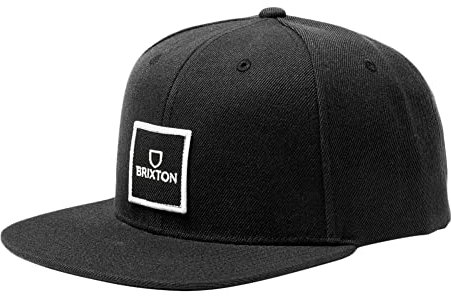 Brixton Alpha Square Mid Profile Snapback Cap - Schwarz/Schwarz