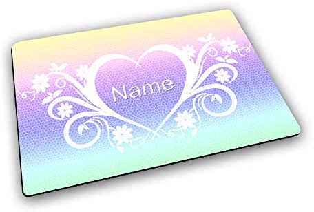 Textil Tischset mit Name/Gummirückseite/Platzdeckchen Platzset/personalisiert (Herz)