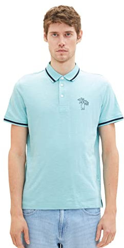 TOM TAILOR Herren 1036379 Poloshirt mit Palmen-Print, 31046-Blue Tibetan Stone, XL