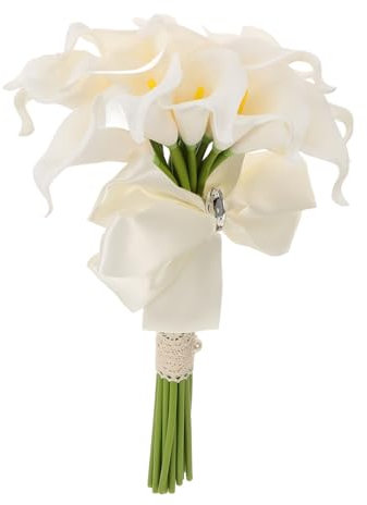 RORPOIR Künstlicher Hochzeitsstrauß Blumen Seidenband Weiß Lebensecht und Funkelnd für Brautstrauß Hochzeitsdeko Tafelaufsatz