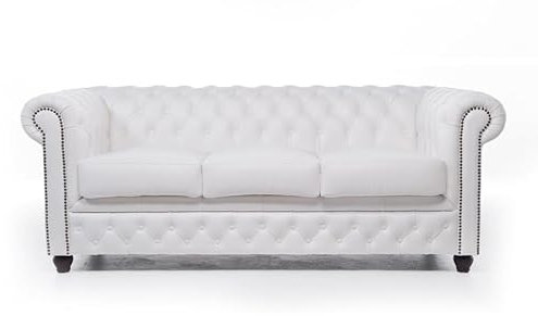 Chesterfield Sofa Brighton - The Brand | 3 Sitzer | 100% Leder, handgefertigt, Original Breite 200 cm (Weiß)