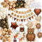 YYDSXK Geburtstagsdeko Junge Mädchen, Kindergeburtstag Deko mit Bär Luftballon, Geburtstag Deko,Cake Topper, Geburtstag Hut, Tischdecke Geburtstag Party Deko für Erster Geburtstag Kinder Babyparty