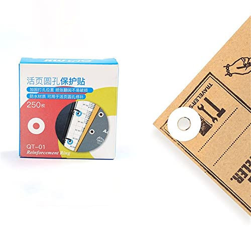 250 etiquetas protectoras de perforación, etiquetas de refuerzo de agujeros de papel de hojas sueltas, calcomanías redondas autoadhesivas para estudiantes (blanco)