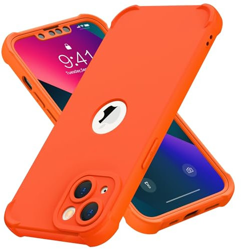ORETECH Shockproof Case for iPhone 13 Mini Case, with [2 x Tempered Glass Screen Protector] [Camera Protection] [Military Grade Protective] Thin Slim Fit Bumper iPhone 13 mini Phone Case - Orange