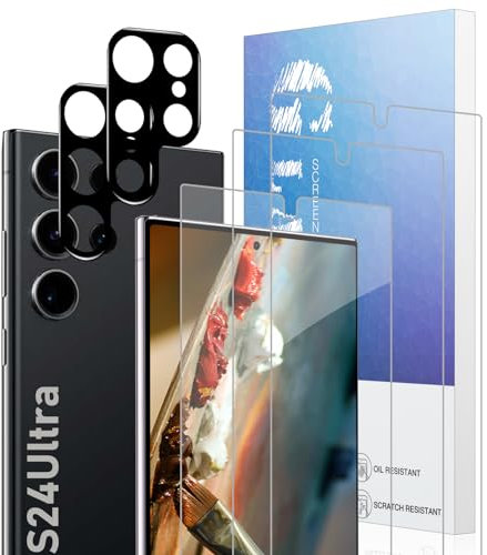 Verre Trempé pour Samsung Galaxy S24 Ultra Plein écran Film Protection écran[Affaire Classée][Bord à Bord][sans Bulle][Anti-Scratch][Sensible au Toucher][Ultra HD] 3+2 Pièces