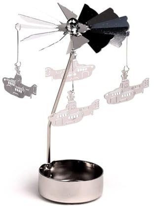 Puckator Kerzenhalter mit gelbem U-Boot-Karussell der Beatles, drehbar, 14 cm hoch, Silber, Festival, Legierter Stahl