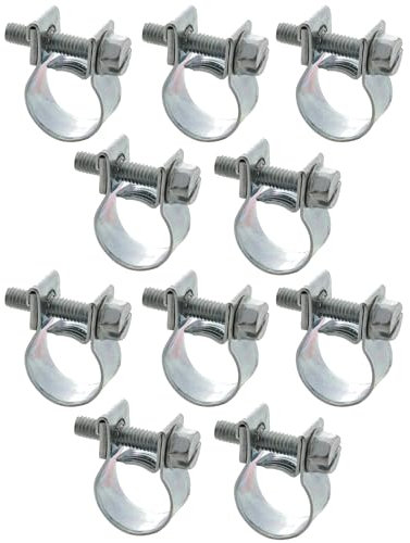 cyclingcolors 10x Collier de Serrage Mini à Visser Durite Essence Carburant Tuyau Auto Moto Scooter Tondeuse Mobylette Fixation, 12-14mm