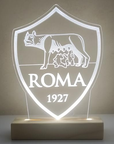 CandleSweetCandle - Lampada led scudetto Roma calcio ideale come articolo da regalo per decorazione salotto o ufficio; perfetta come luce notturna per cameretta