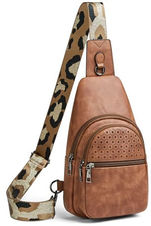 Mroede Crossbody-Tasche für Damen, Schultertasche für Damen, Bauchtasche, Brusttasche für Damen, für Arbeit, Reisen, 1-10, zweifarbig, Braun, 29.2 cm