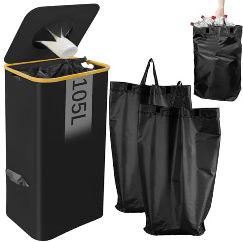 Aedcbaide Collecteur de Bouteilles Verre, 100L Poubelle Tri Selectif XXL, Poubelle Cuisine Poubelle Compacteur pour Bouteille Plastique, Recyclage Rangement Bouteille pour Vide Cuisine Camping