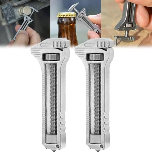 Mini Multitool de Titanio - Llave Ajustable Compacta, Herramienta Multiusos Pequeña de Aleación para Preparación Diaria (2 Piezas)