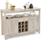 GOPLUS Buffet de Cuisine avec 2 Armoires, 1 Tiroir et 9 Cases Amovibles pour 9 Bouteilles de Vin, Meuble Rangement de Cuisine en Bois avec Etagère Ouverte, pour Cuisine, Salon, Naturel
