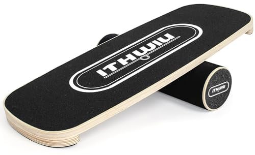 OUUTMEE Balance Board balance board rolle Holz Balance Ball Roller Trainer Rollbrett Balance Trainingsbrett Rutschfeste Oberfläche Körperkontrolle Balance Exerciser Schwarz