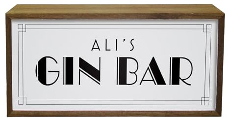 Personalised Light Box Home Gin Bar | Custom Text Illuminated Light Up LED Room Sign | Custom Cocktail Party Lighting | Bright Display For Home Bars Man Caves And She Sheds