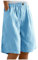 Leinen Shorts Damen High Waist, Kurze Hosen Damen Weites Bein,Bermuda Shorts Damen Knielang Leinenhose Baggy Cargoshorts mit Gummizug Sommerhose Leicht Schlafshorts Freizeithose für Frauen