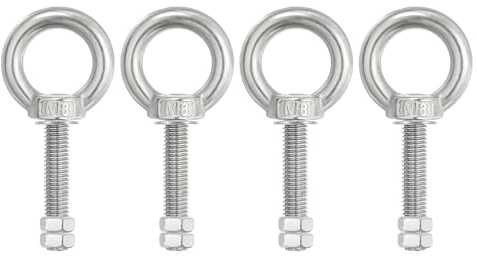 PATIKIL Bulloni ad Occhiello Golfari, 4pz M8x50 Bulloni Spallamento Sollevamento in Acciaio Inossidabile 304 Vite Filettata Anello Spalla con Doppi Dadi Fissi per Sollevamento Sospeso