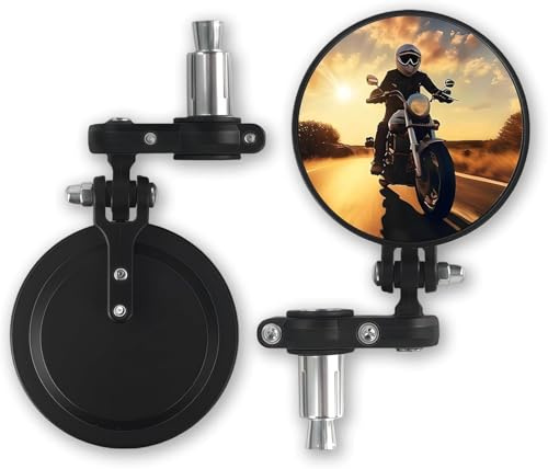 XUTONG 1 Paar runde Motorrad-Spiegel, 22 mm Spetc Motorrad Universal-Rückspiegel, Metallspiegel, stoßfest, für Motorrad Street Bike Dirt Geländewagen